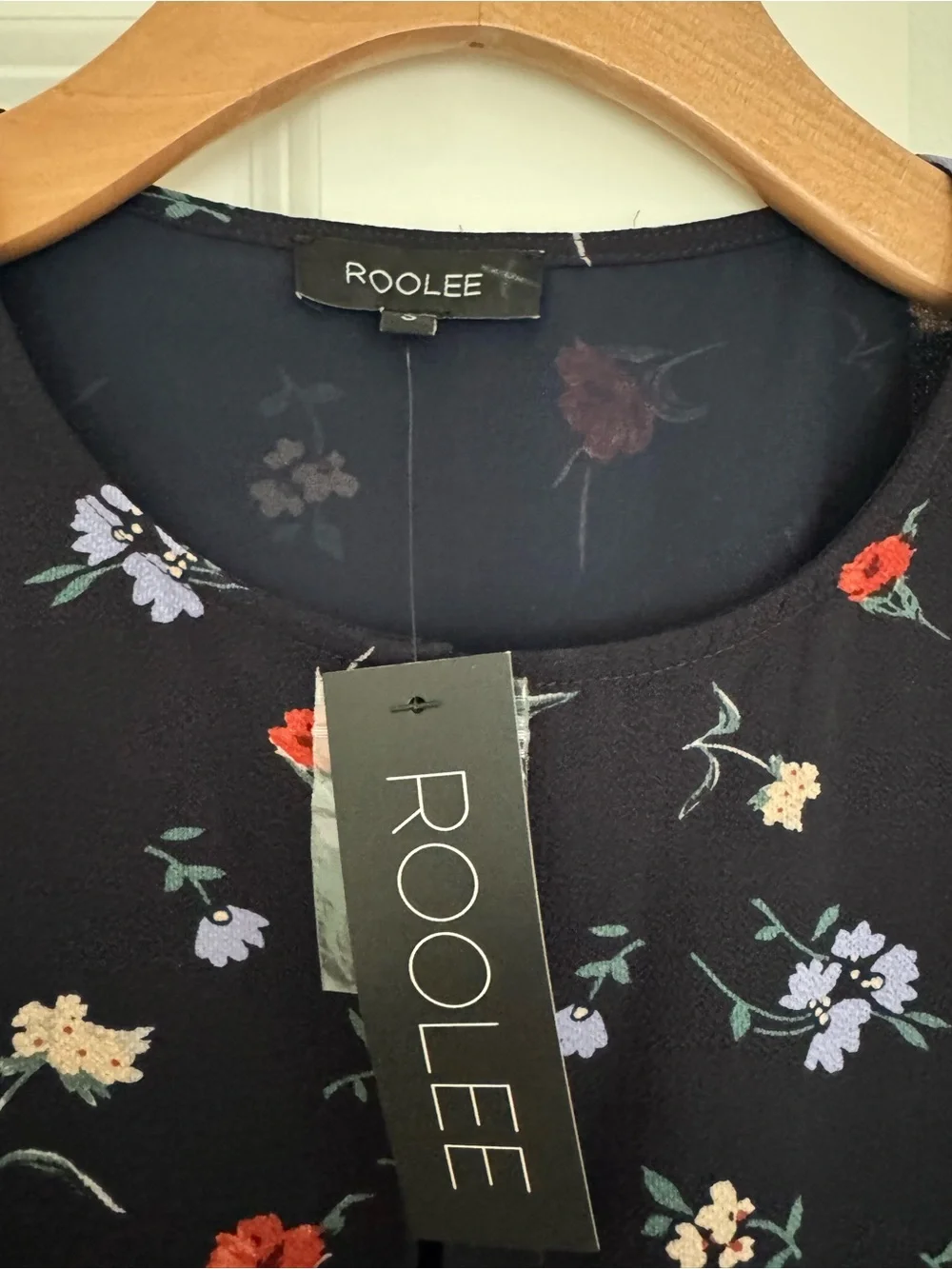 NWT ROOLEE women’s navy floral print long sleeve midi dress size SMALL - Picture 3 of 7
